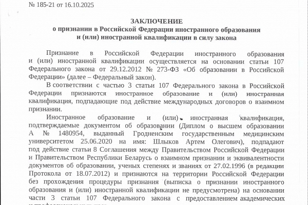 Шлыков Артем Олегович