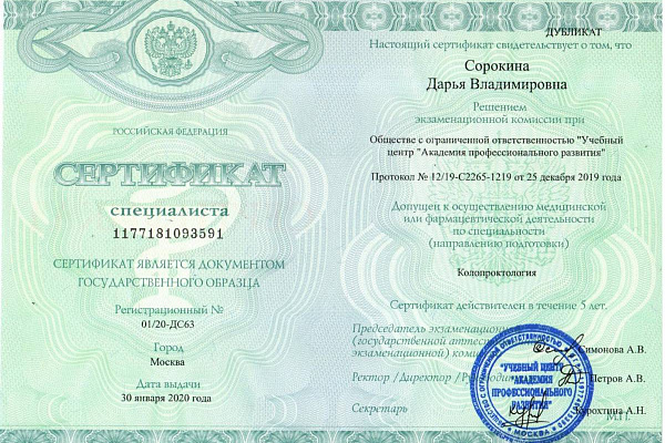 Сорокина Дарья Владимировна